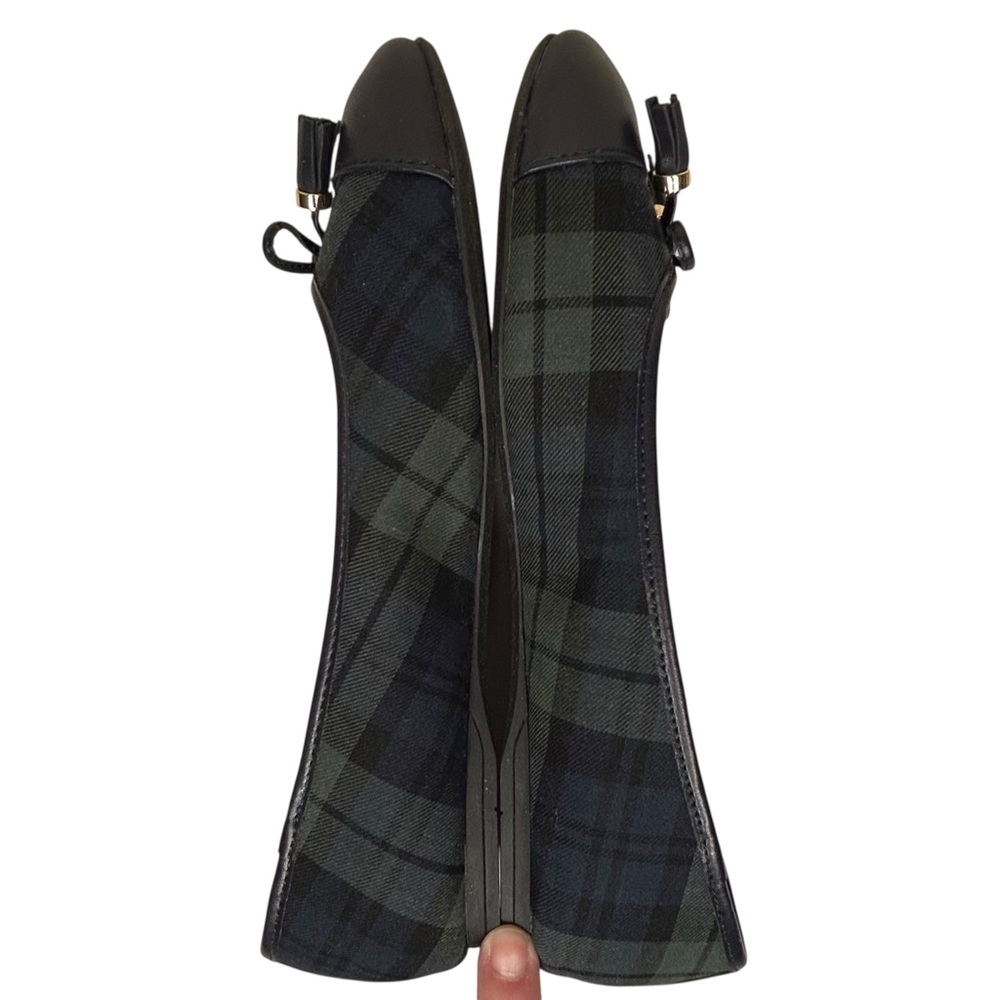 Talbots Women's Penelope Black Watch Navy/Green Plaid Tassel Ballet Flats Sz 7 - Picture 4 of 11
